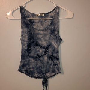 blue and white tie die tank